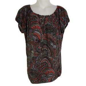 Outback Red Women's Top Size Small Paisley Poly Blend Multicolor Stretch